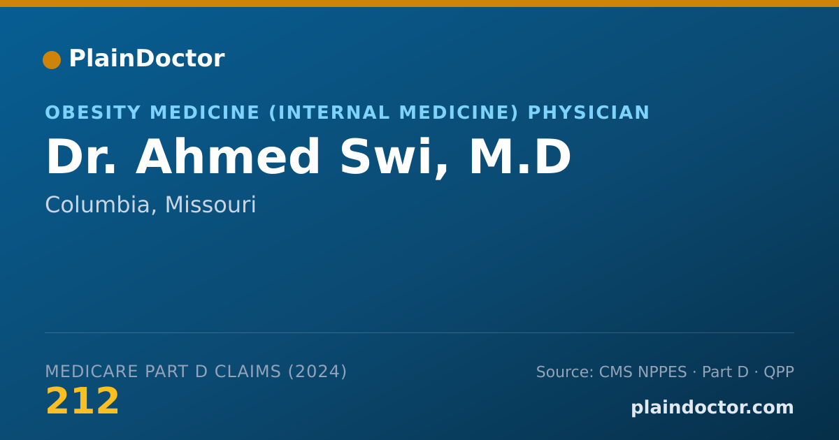 Shareable card for Ahmed Swi, M.D - Obesity Medicine (Internal Medicine) Physician, Columbia, MO
