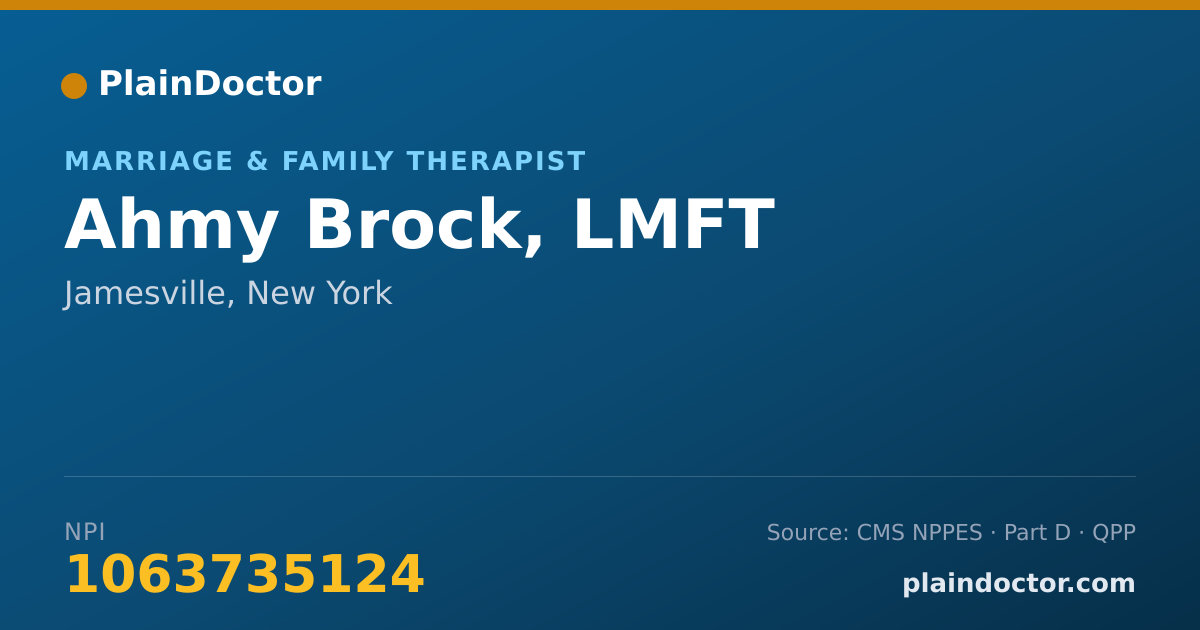 Shareable card for Ahmy Brock, LMFT - Marriage & Family Therapist, Jamesville, NY