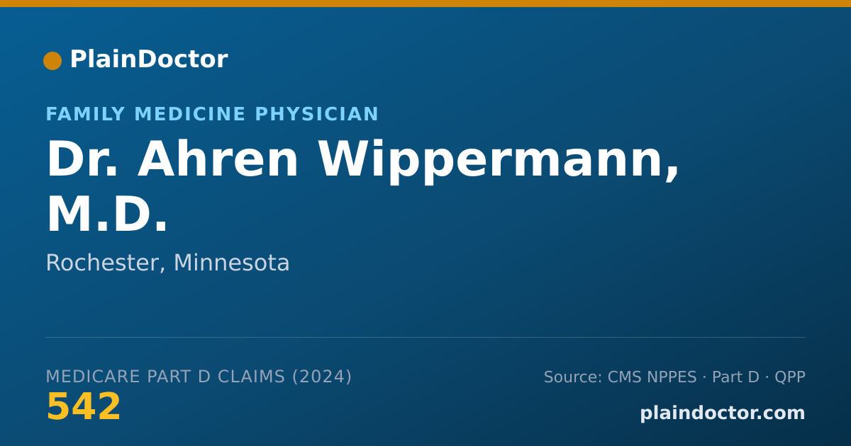 Shareable card for Ahren Wippermann, M.D. - Family Medicine Physician, Rochester, MN