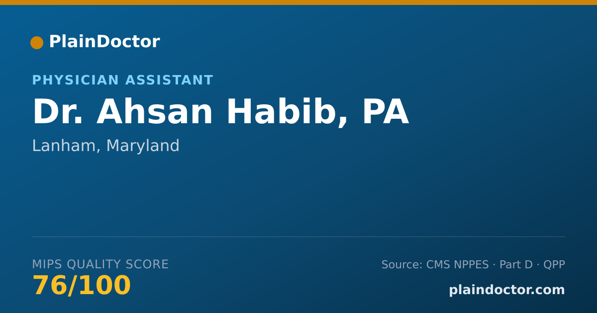 Shareable card for Ahsan Habib, PA - Physician Assistant, Lanham, MD