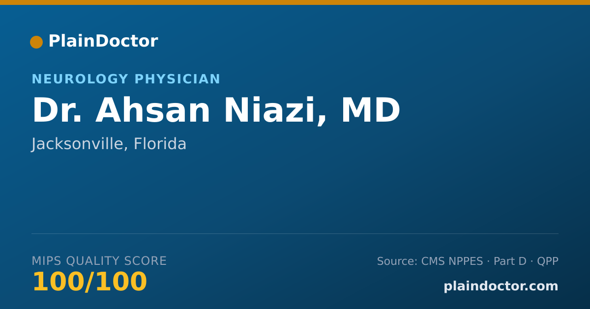 Shareable card for Ahsan Niazi, MD - Neurology Physician, Jacksonville, FL
