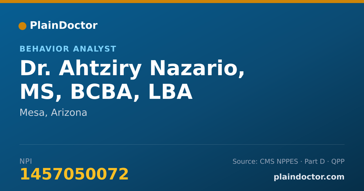 Shareable card for Ahtziry Nazario, MS, BCBA, LBA - Behavior Analyst, Mesa, AZ