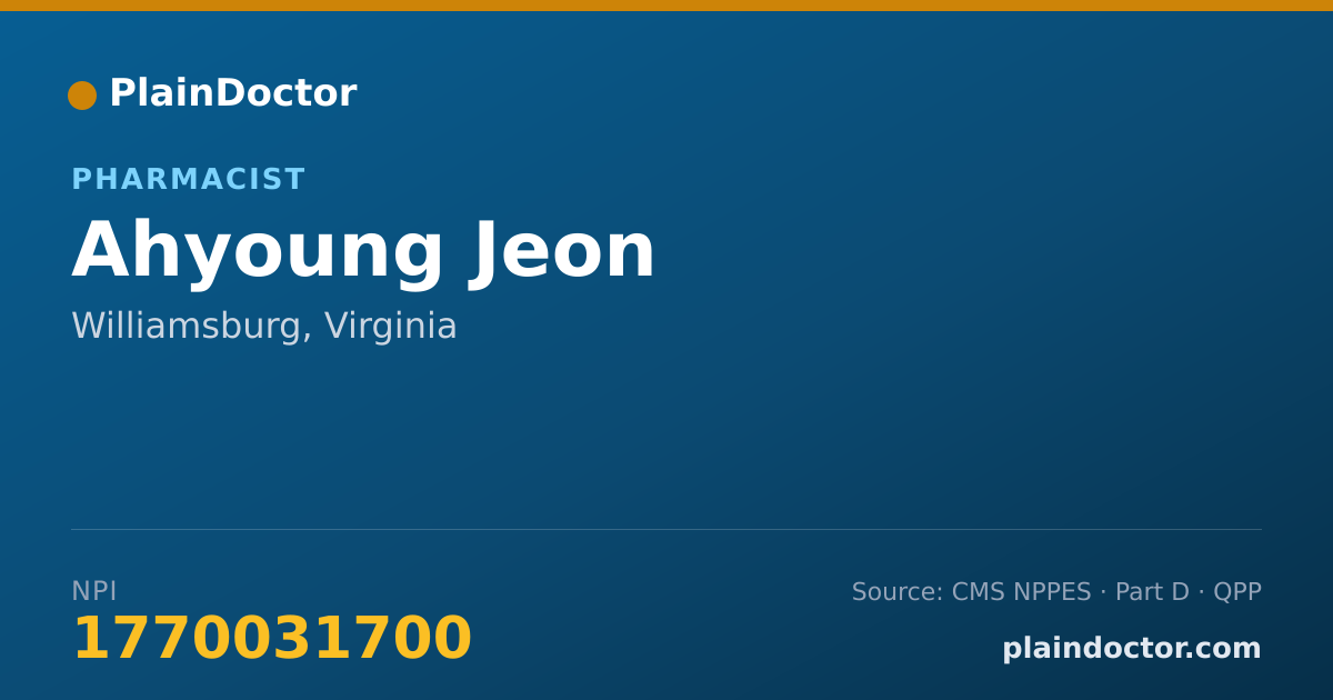 Shareable card for Ahyoung Jeon - Pharmacist, Williamsburg, VA