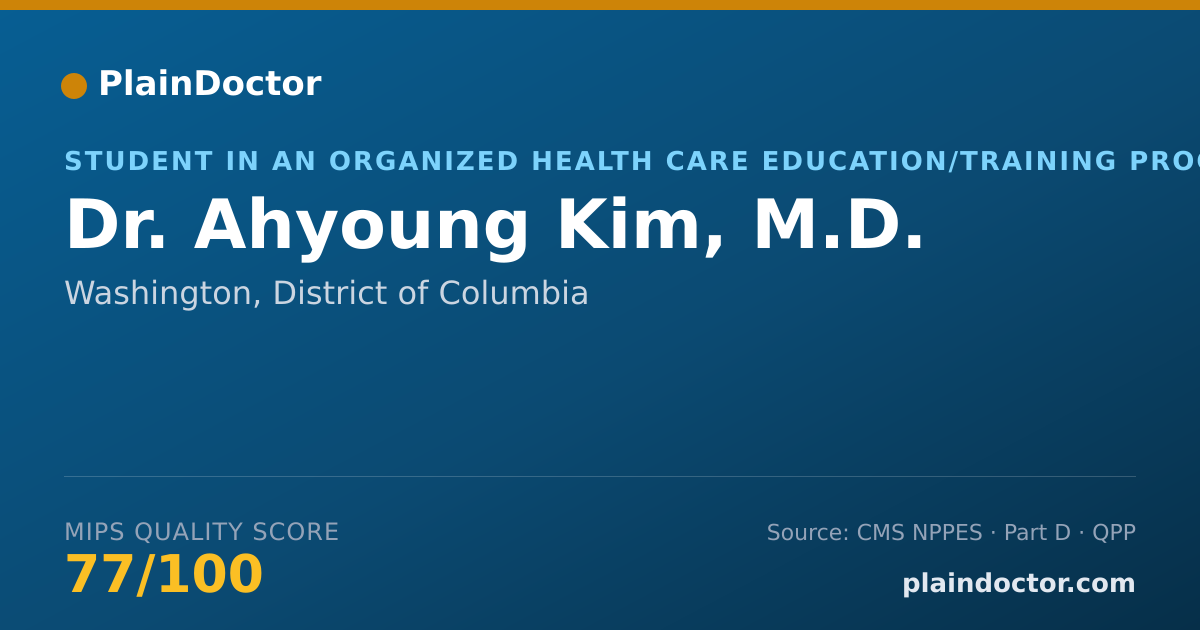 Shareable card for Ahyoung Kim, M.D. - Student in an Organized Health Care Education/Training Program, Washington, DC