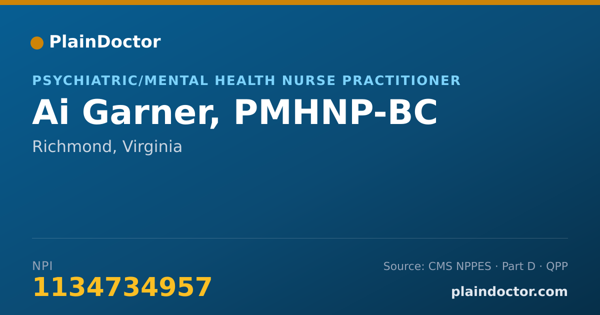 Shareable card for Ai Garner, PMHNP-BC - Psychiatric/Mental Health Nurse Practitioner, Richmond, VA