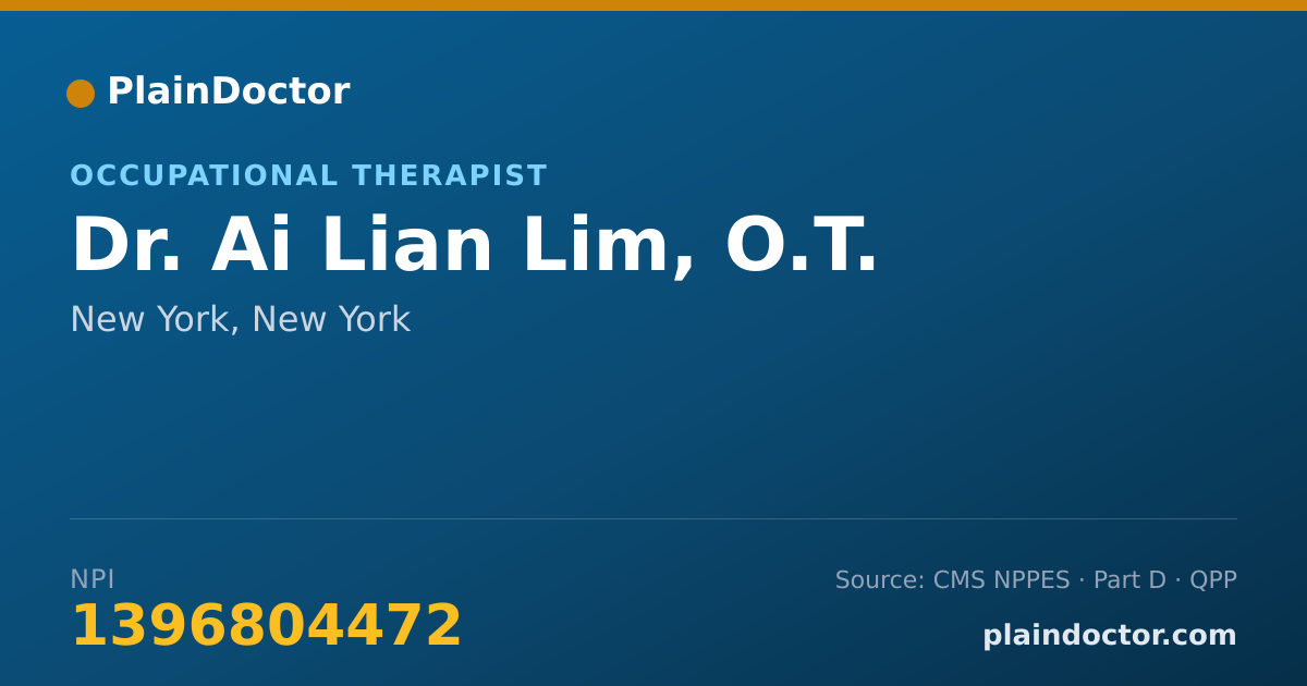 Shareable card for Ai Lian Lim, O.T. - Occupational Therapist, New York, NY