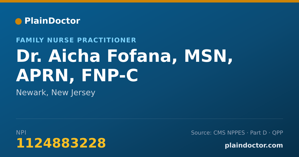 Shareable card for Aicha Fofana, MSN, APRN, FNP-C - Family Nurse Practitioner, Newark, NJ