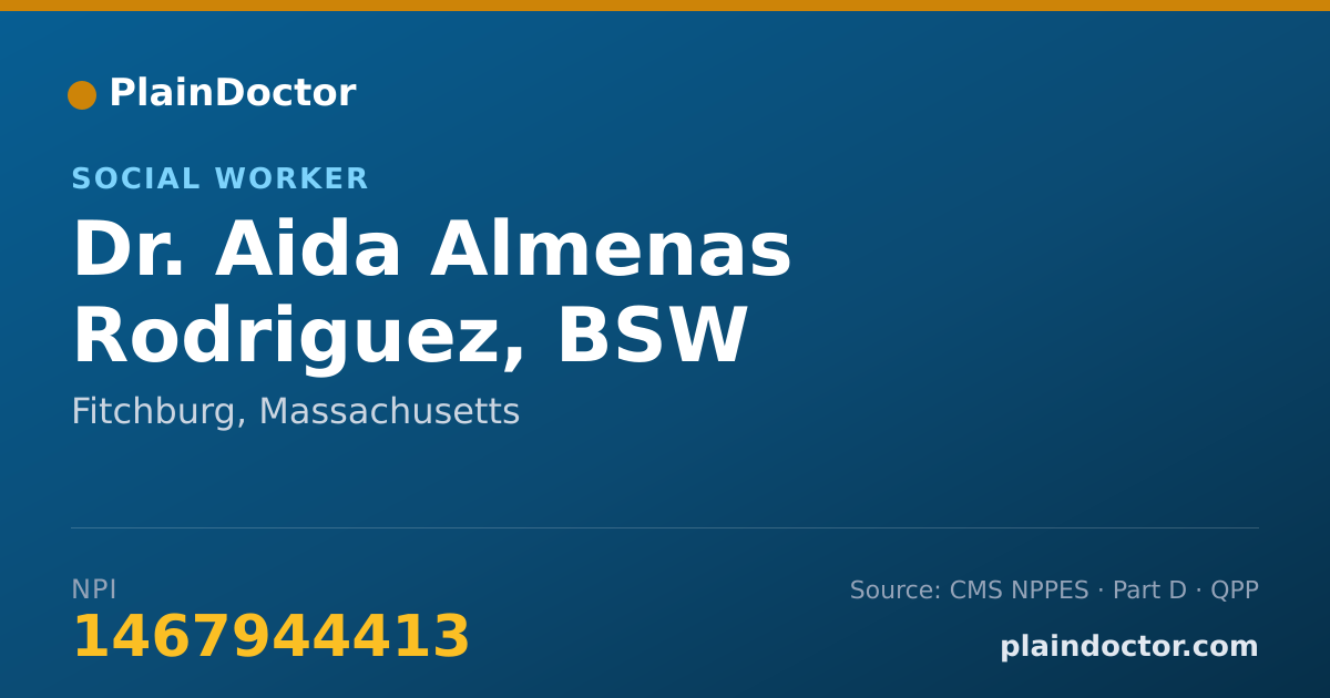 Shareable card for Aida Almenas Rodriguez, BSW - Social Worker, Fitchburg, MA