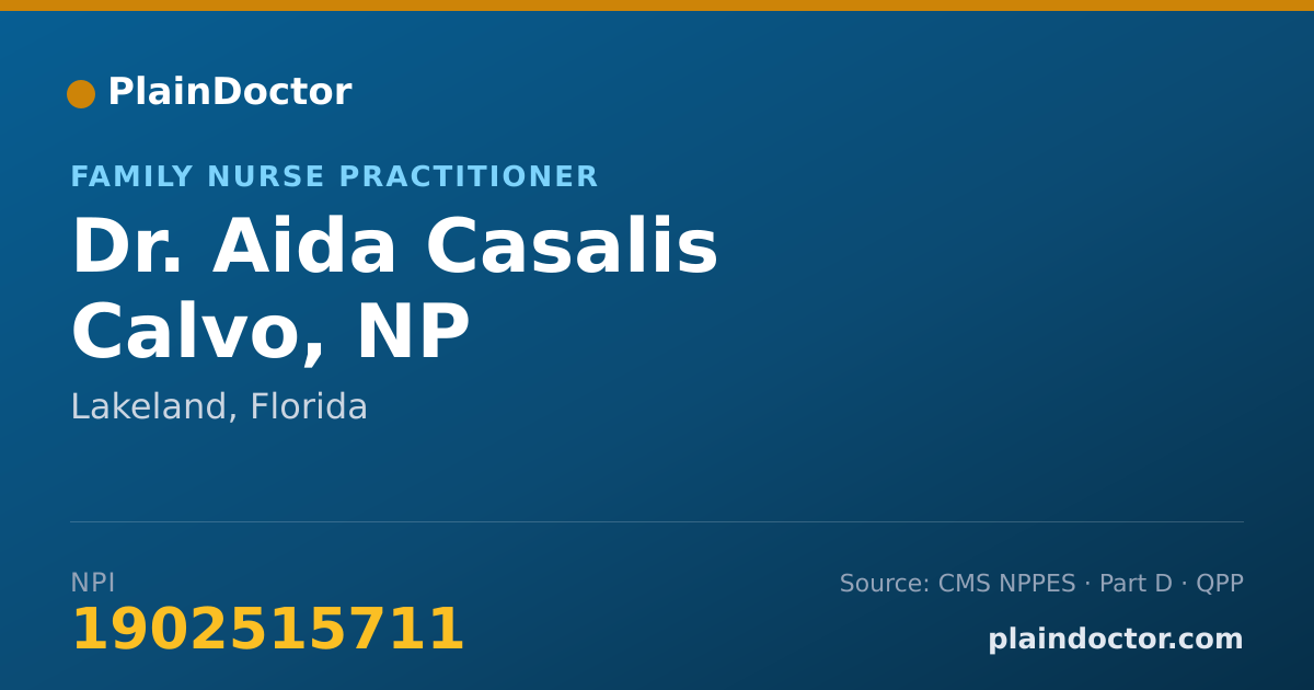 Shareable card for Aida Casalis Calvo, NP - Family Nurse Practitioner, Lakeland, FL