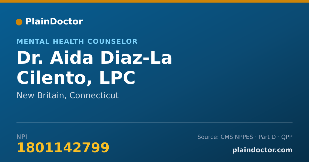 Shareable card for Aida Diaz-La Cilento, LPC - Mental Health Counselor, New Britain, CT