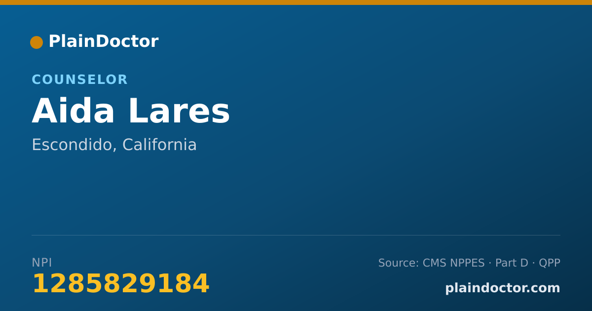 Shareable card for Aida Lares - Counselor, Escondido, CA
