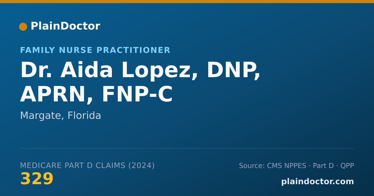 Shareable card for Aida Lopez, DNP, APRN, FNP-C - Family Nurse Practitioner, Margate, FL