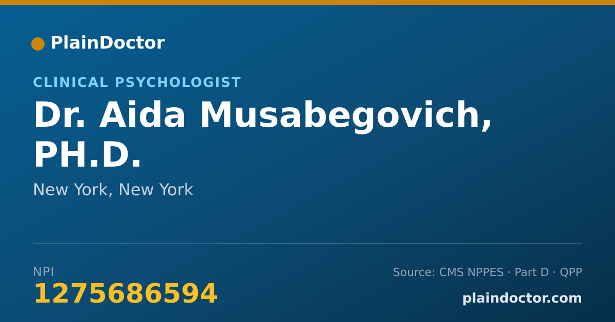 Shareable card for Aida Musabegovich, PH.D. - Clinical Psychologist, New York, NY