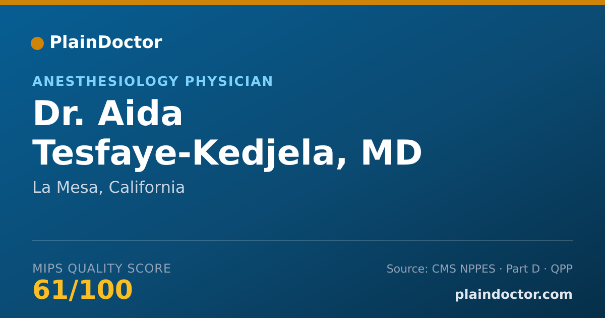 Shareable card for Aida Tesfaye-Kedjela, MD - Anesthesiology Physician, La Mesa, CA