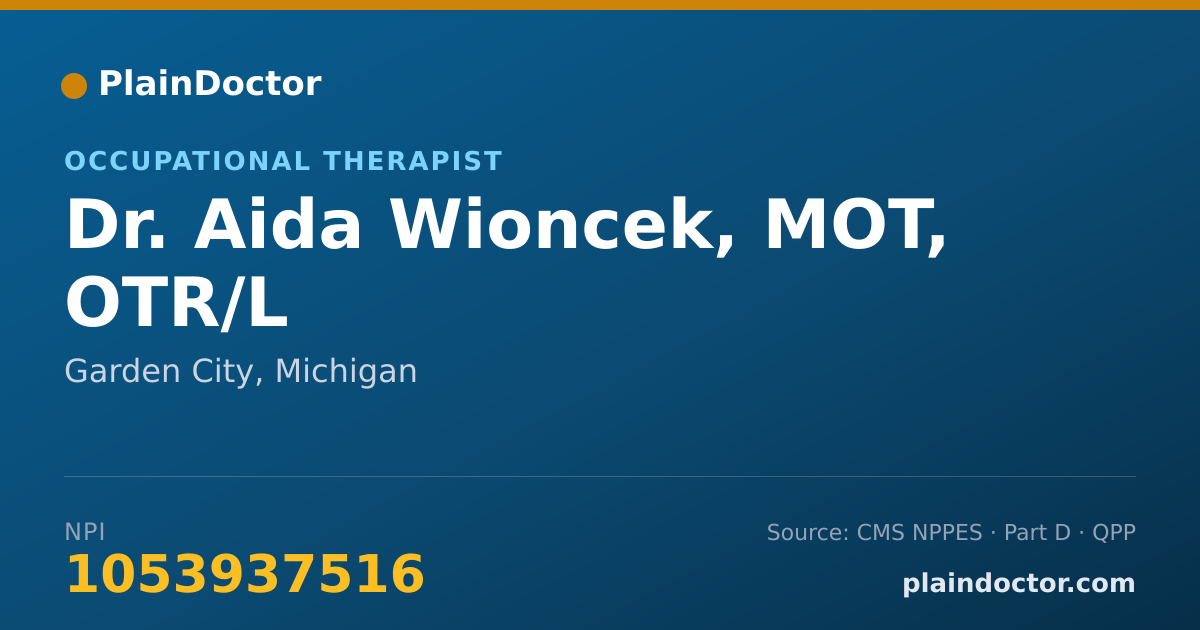Shareable card for Aida Wioncek, MOT, OTR/L - Occupational Therapist, Garden City, MI