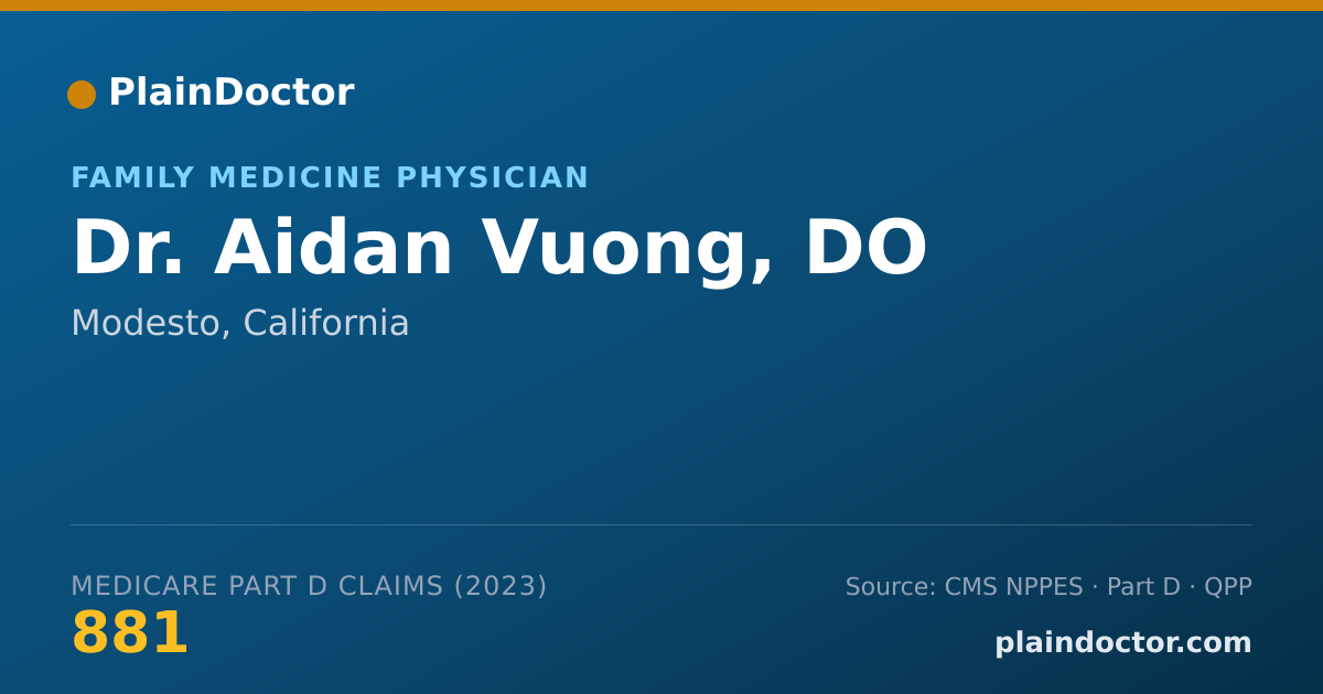 Shareable card for Aidan Vuong, DO - Family Medicine Physician, Modesto, CA