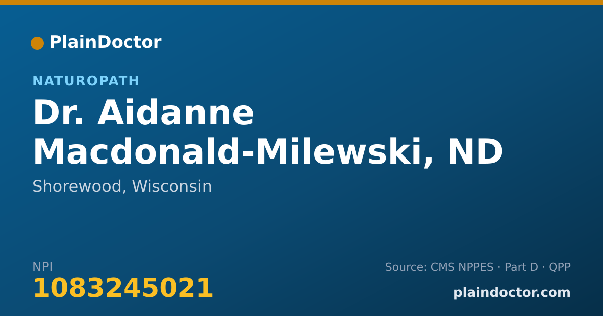 Shareable card for Aidanne Macdonald-Milewski, ND - Naturopath, Shorewood, WI