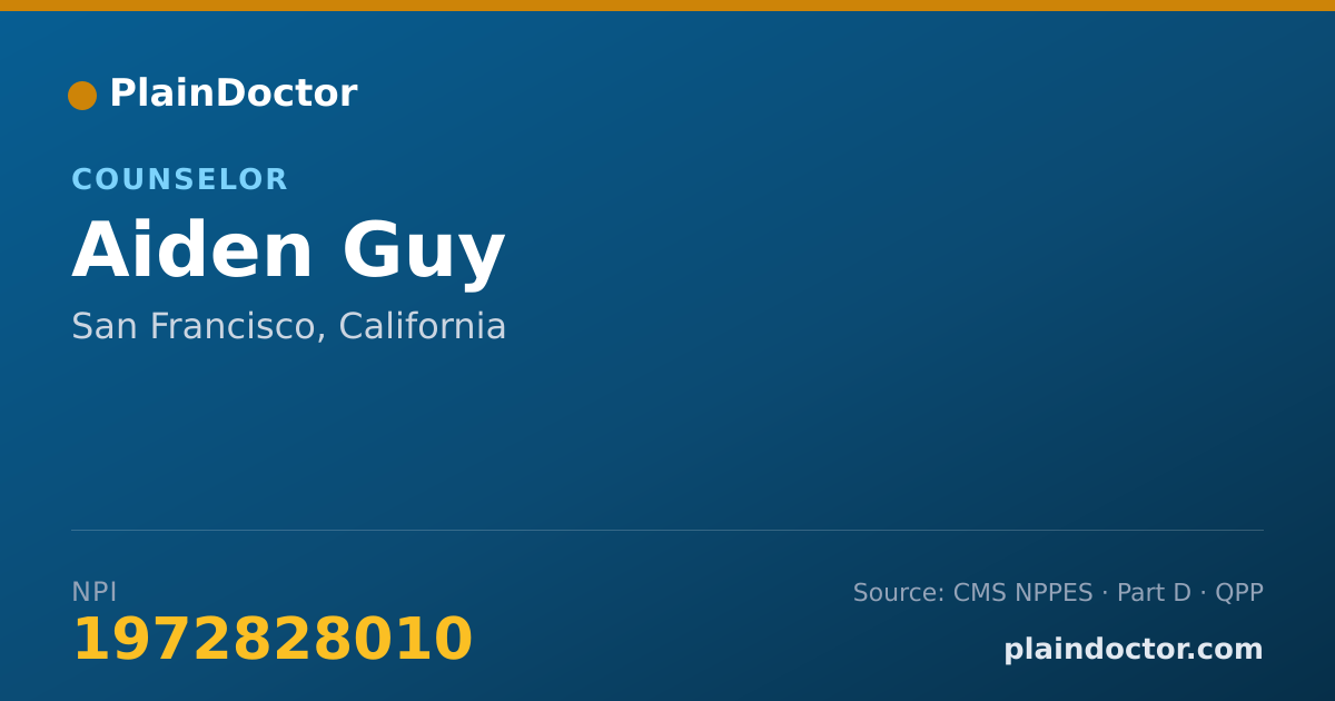 Shareable card for Aiden Guy - Counselor, San Francisco, CA