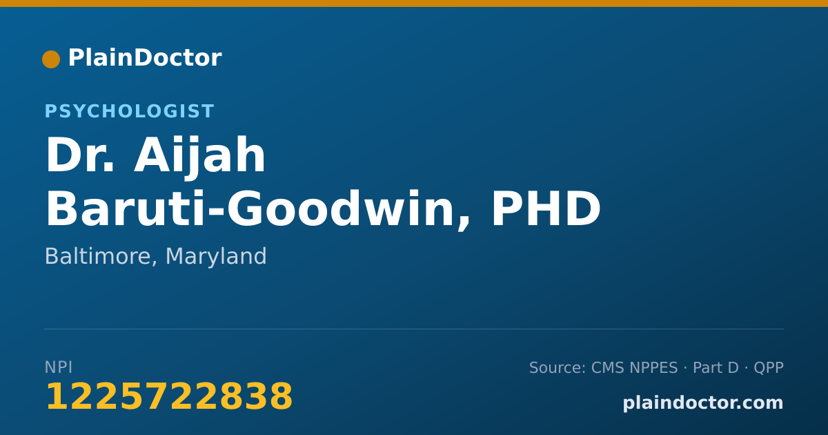 Shareable card for Aijah Baruti-Goodwin, PHD - Psychologist, Baltimore, MD