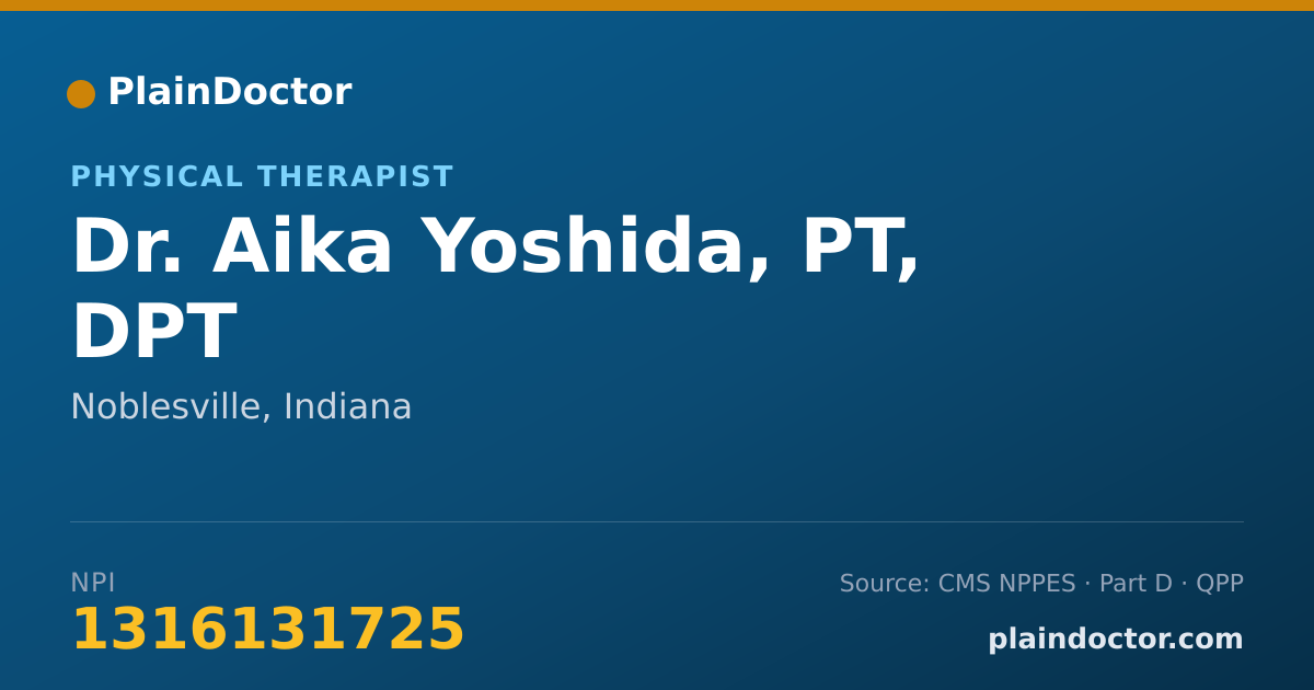Shareable card for Aika Yoshida, PT, DPT - Physical Therapist, Noblesville, IN