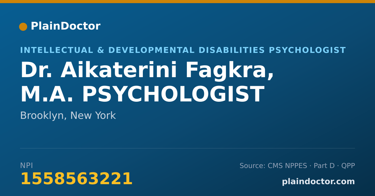 Shareable card for Aikaterini Fagkra, M.A. PSYCHOLOGIST - Intellectual & Developmental Disabilities Psychologist, Brooklyn, NY