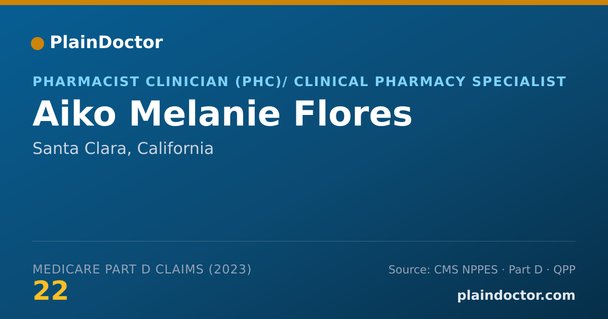 Shareable card for Aiko Melanie Flores - Pharmacist Clinician (PhC)/ Clinical Pharmacy Specialist, Santa Clara, CA