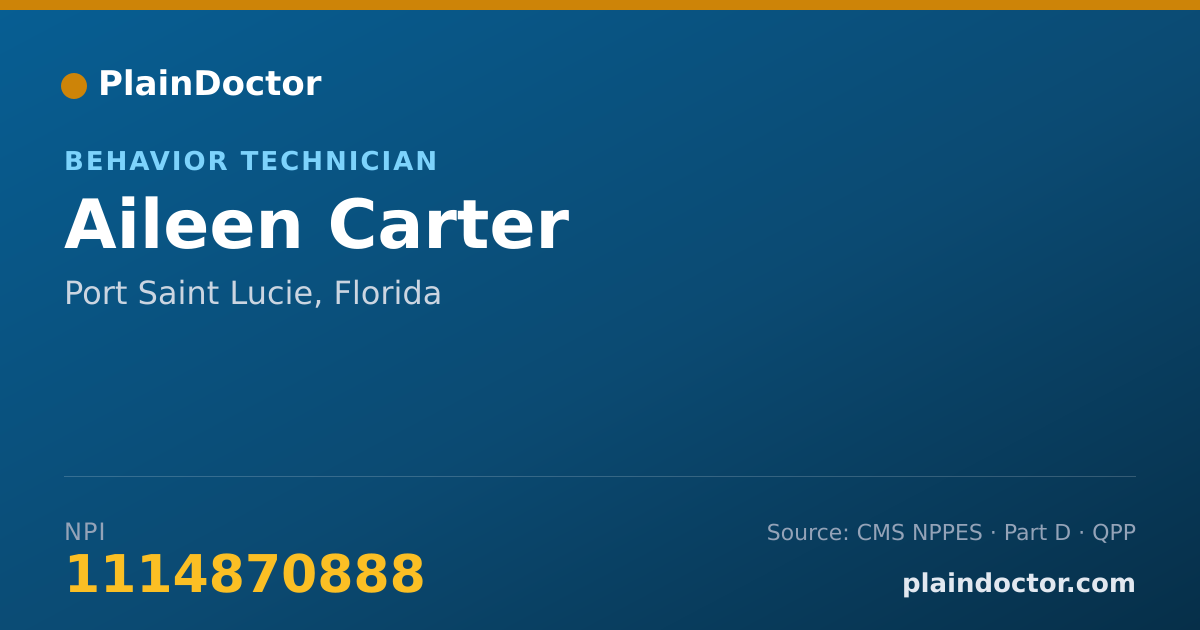 Shareable card for Aileen Carter - Behavior Technician, Port Saint Lucie, FL