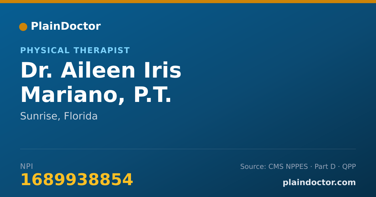 Shareable card for Aileen Iris Mariano, P.T. - Physical Therapist, Sunrise, FL