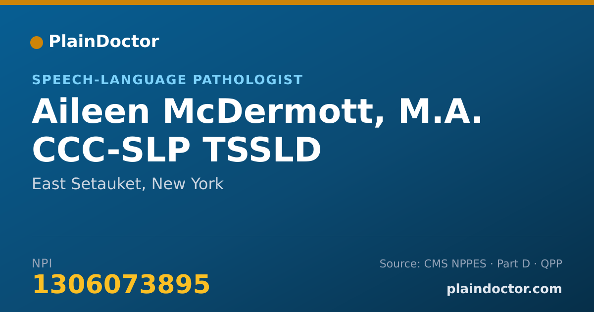 Shareable card for Aileen McDermott, M.A. CCC-SLP TSSLD - Speech-Language Pathologist, East Setauket, NY