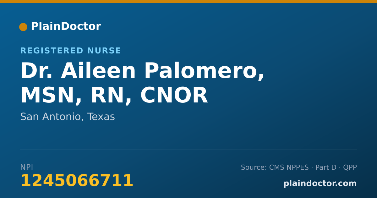 Shareable card for Aileen Palomero, MSN, RN, CNOR - Registered Nurse, San Antonio, TX