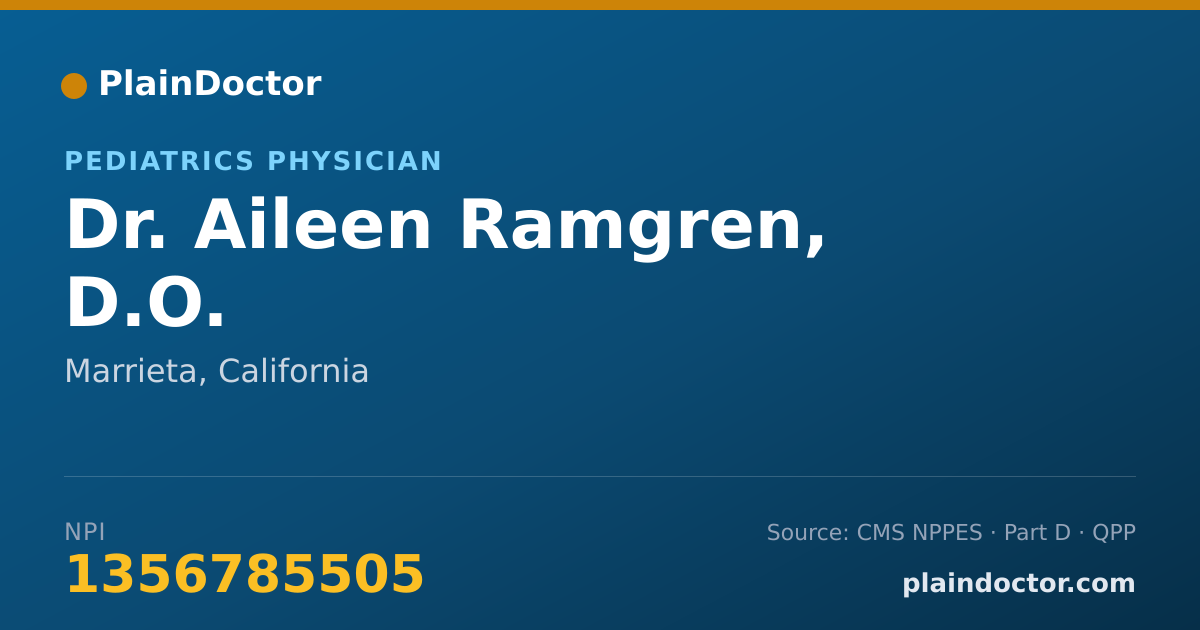 Shareable card for Aileen Ramgren, D.O. - Pediatrics Physician, Marrieta, CA