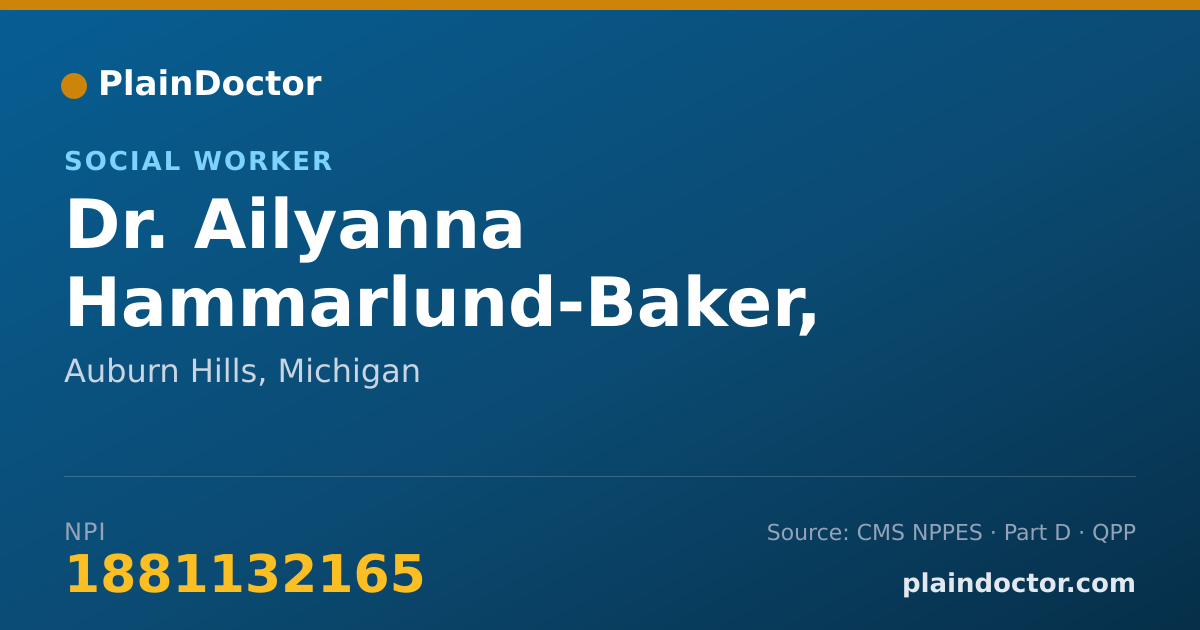 Shareable card for Ailyanna Hammarlund-Baker, LLMSW - Social Worker, Auburn Hills, MI