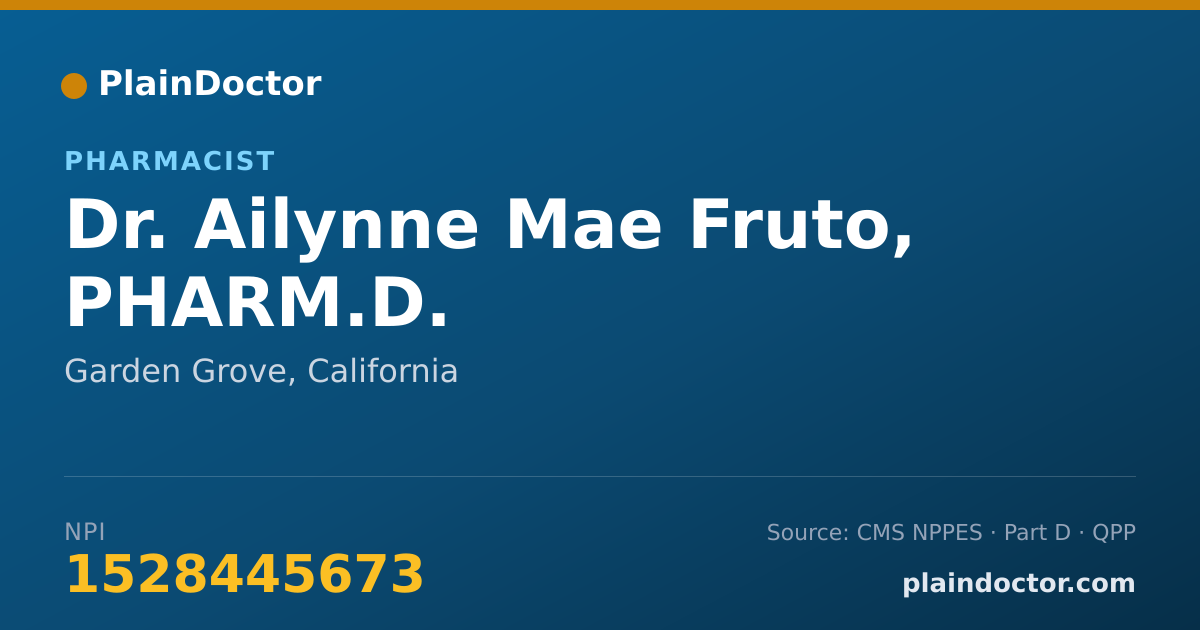 Shareable card for Ailynne Mae Fruto, PHARM.D. - Pharmacist, Garden Grove, CA