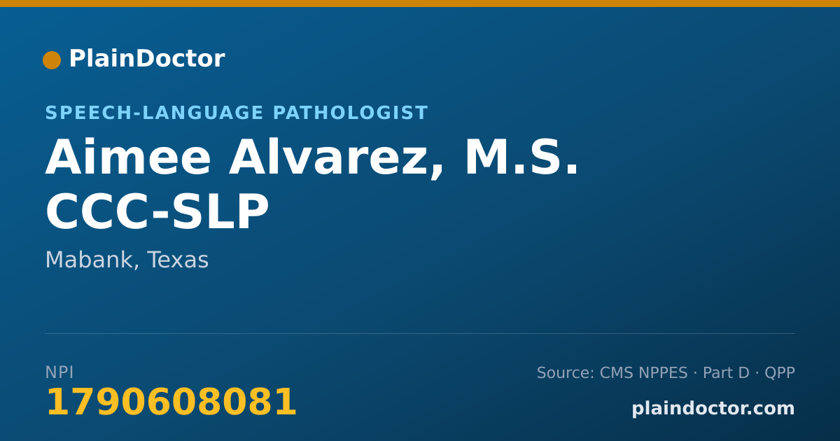 Shareable card for Aimee Alvarez, M.S. CCC-SLP - Speech-Language Pathologist, Mabank, TX
