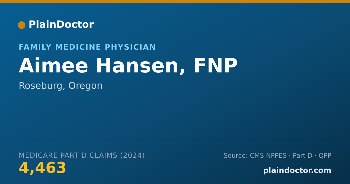 Shareable card for Aimee Hansen, FNP - Family Medicine Physician, Roseburg, OR