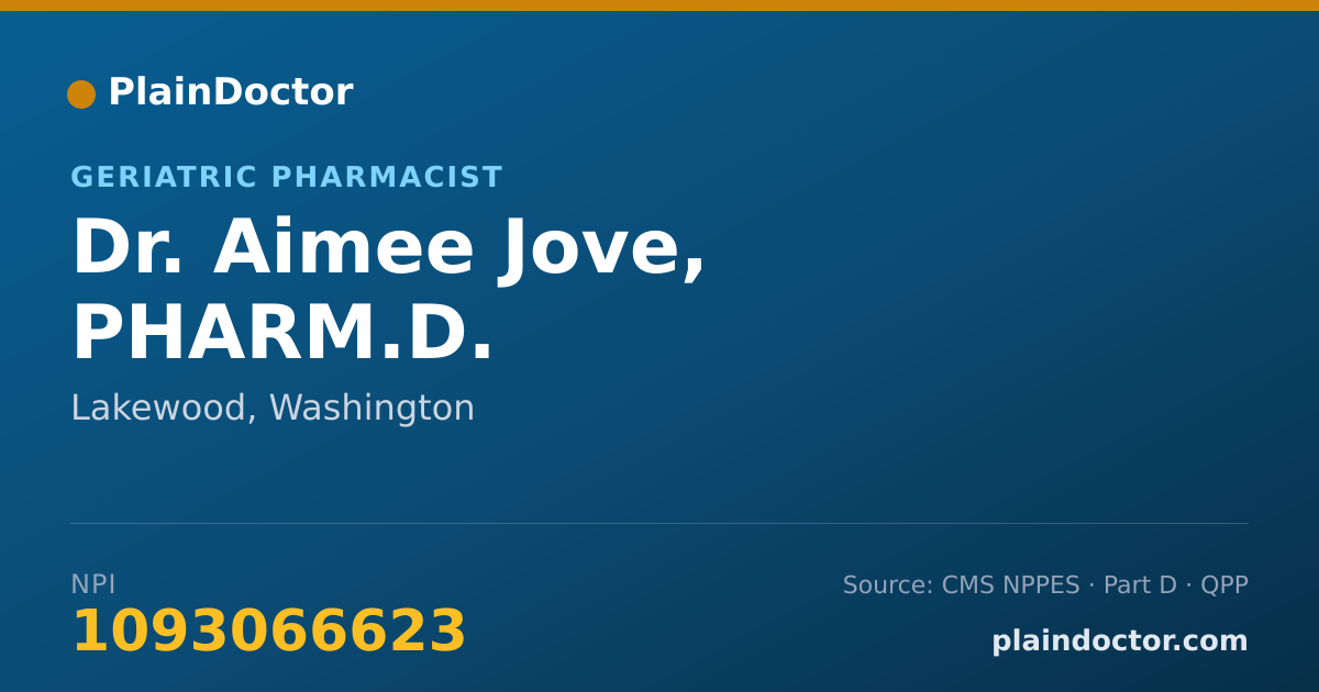 Shareable card for Aimee Jove, PHARM.D. - Geriatric Pharmacist, Lakewood, WA