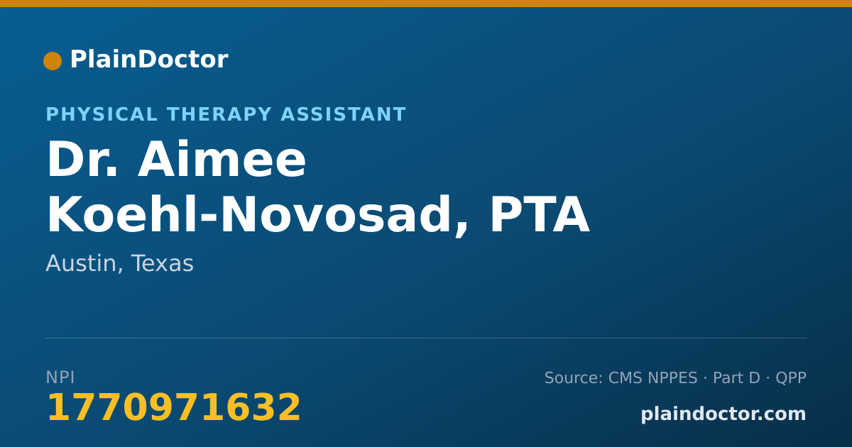 Shareable card for Aimee Koehl-Novosad, PTA - Physical Therapy Assistant, Austin, TX