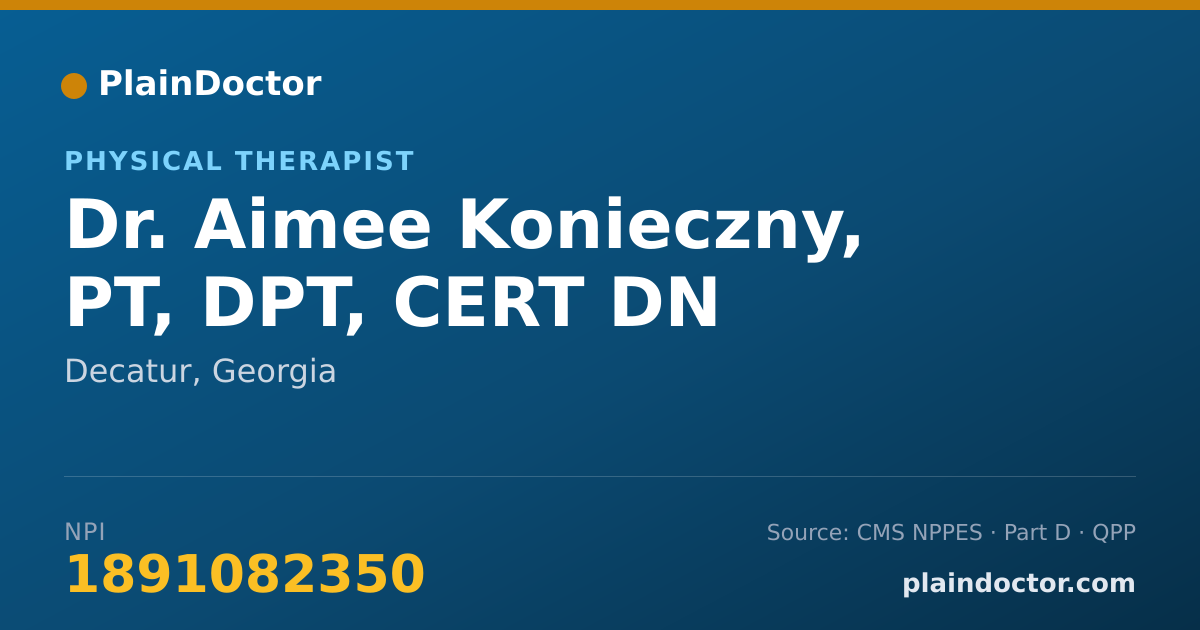 Shareable card for Aimee Konieczny, PT, DPT, CERT DN - Physical Therapist, Decatur, GA