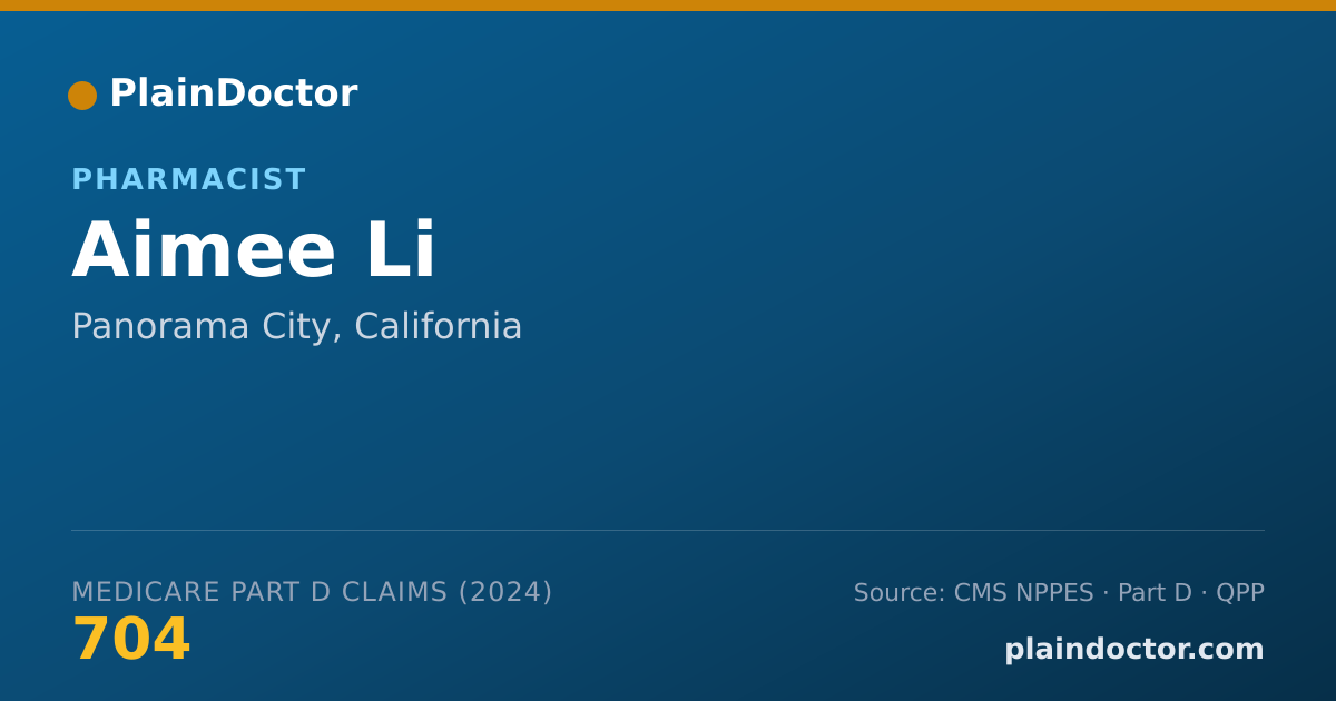 Shareable card for Aimee Li - Pharmacist, Panorama City, CA