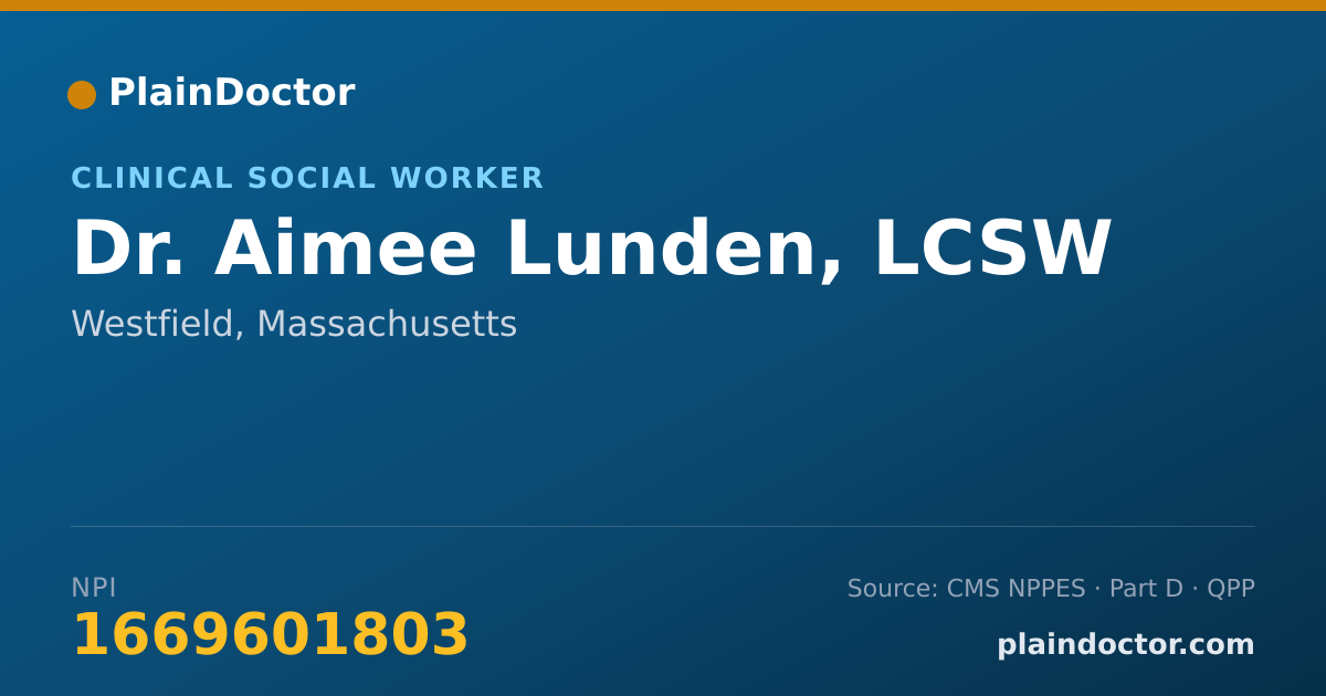 Shareable card for Aimee Lunden, LCSW - Clinical Social Worker, Westfield, MA