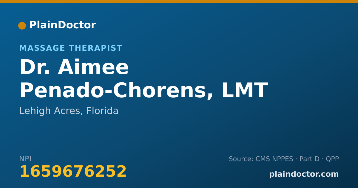 Shareable card for Aimee Penado-Chorens, LMT - Massage Therapist, Lehigh Acres, FL