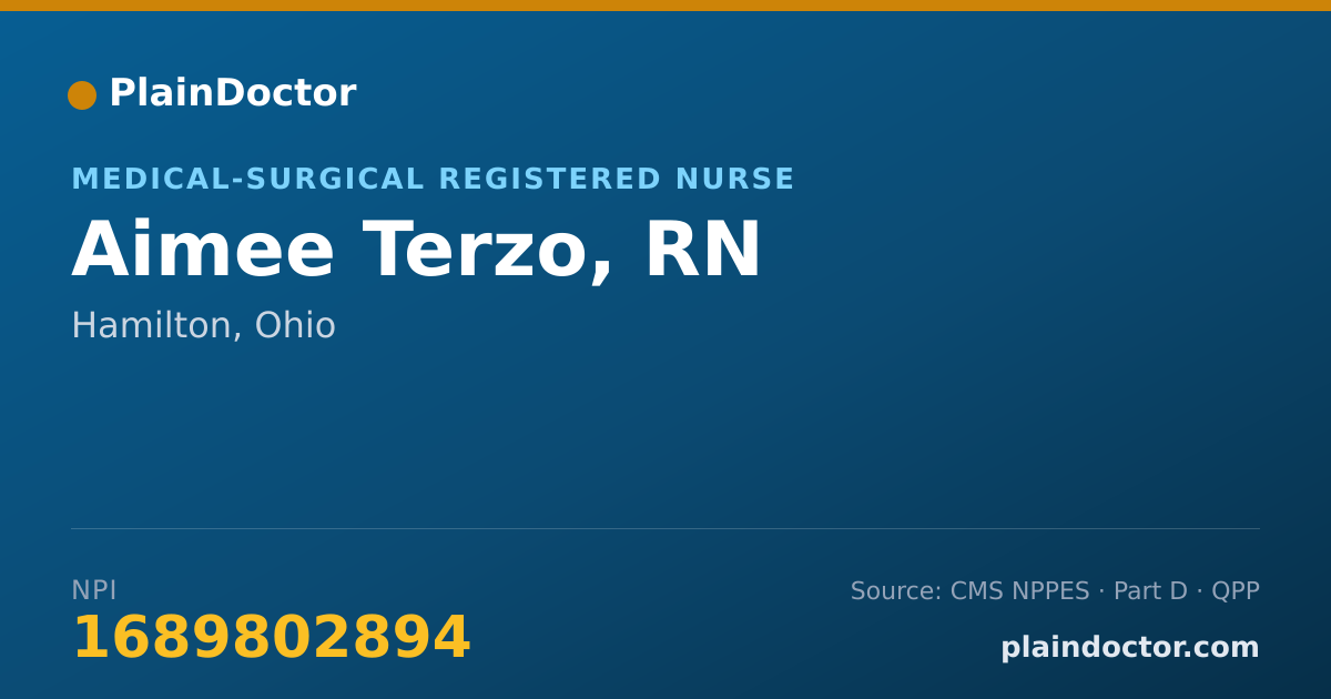 Shareable card for Aimee Terzo, RN - Medical-Surgical Registered Nurse, Hamilton, OH