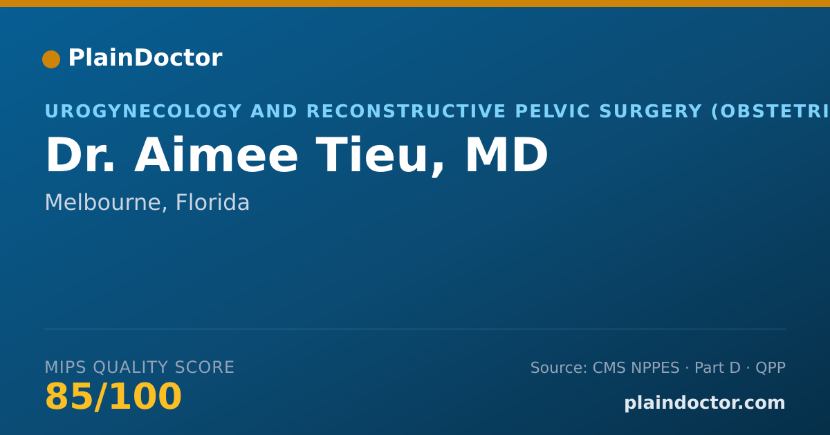 Shareable card for Aimee Tieu, MD - Urogynecology and Reconstructive Pelvic Surgery (Obstetrics & Gynecology) Physician, Melbourne, FL