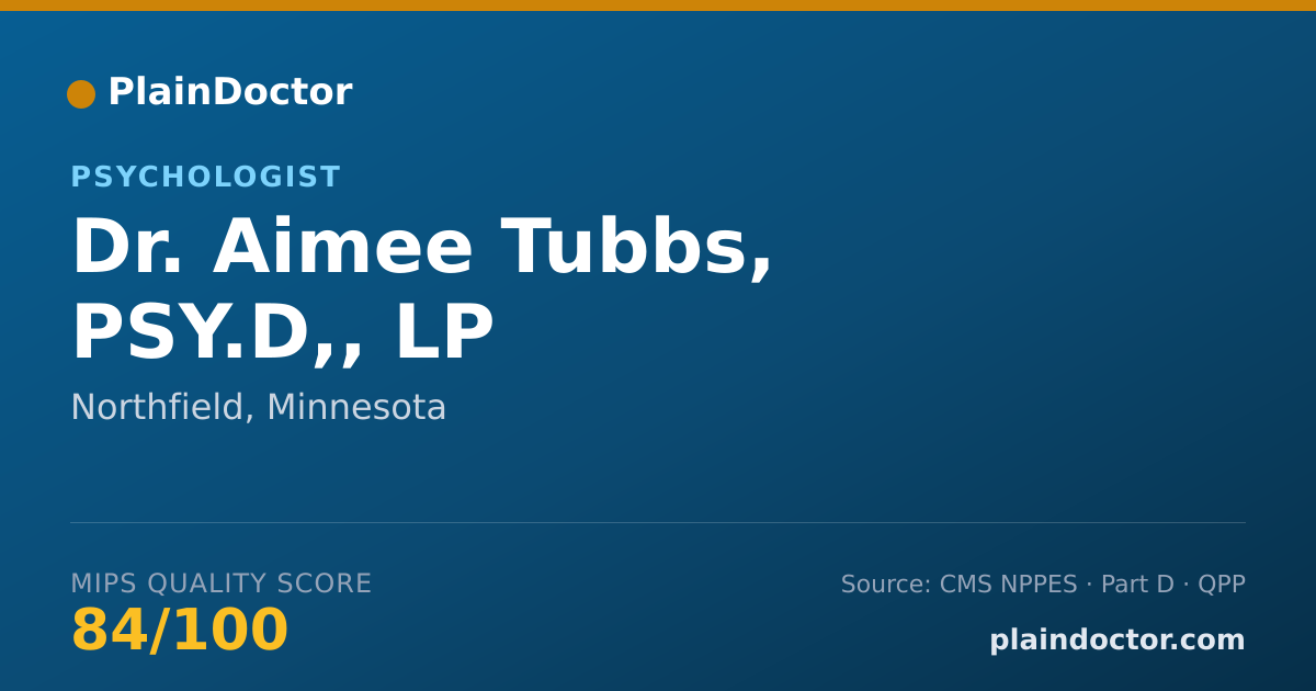 Shareable card for Aimee Tubbs, PSY.D,, LP - Psychologist, Northfield, MN