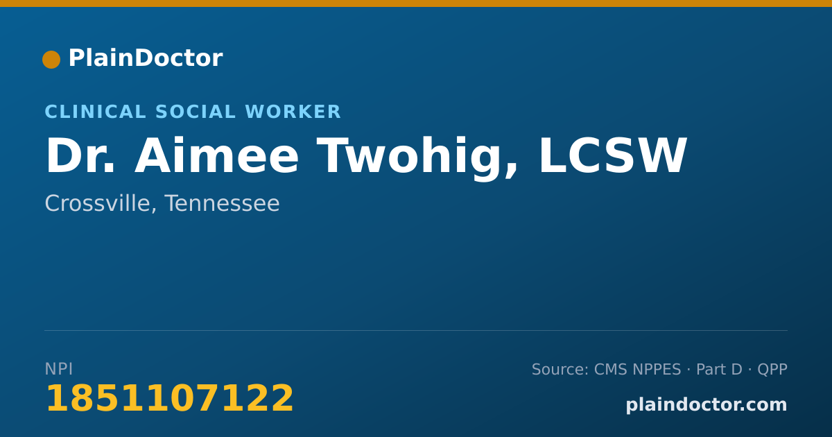Shareable card for Aimee Twohig, LCSW - Clinical Social Worker, Crossville, TN