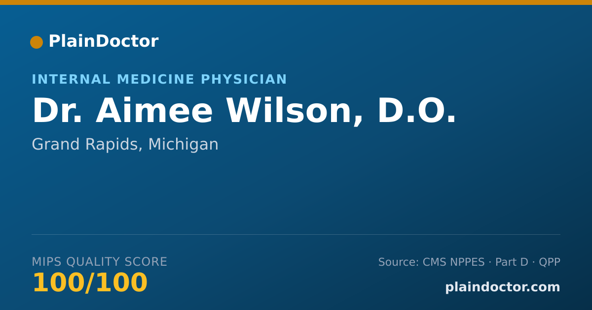 Shareable card for Aimee Wilson, D.O. - Internal Medicine Physician, Grand Rapids, MI
