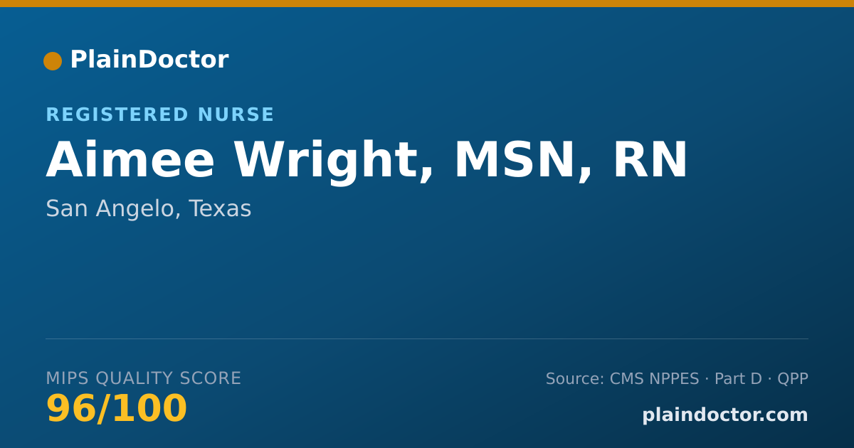 Shareable card for Aimee Wright, MSN, RN - Registered Nurse, San Angelo, TX