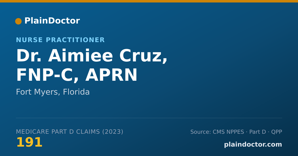 Shareable card for Aimiee Cruz, FNP-C, APRN - Nurse Practitioner, Fort Myers, FL