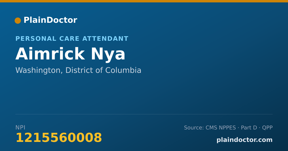 Shareable card for Aimrick Nya - Personal Care Attendant, Washington, DC