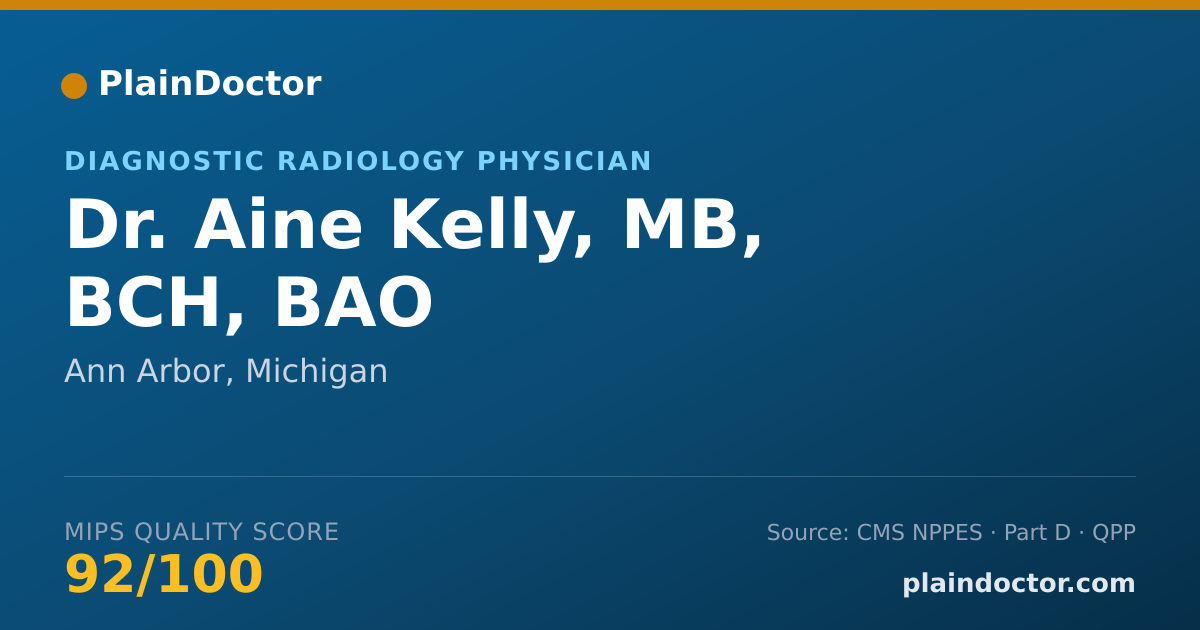 Shareable card for Aine Kelly, MB, BCH, BAO - Diagnostic Radiology Physician, Ann Arbor, MI